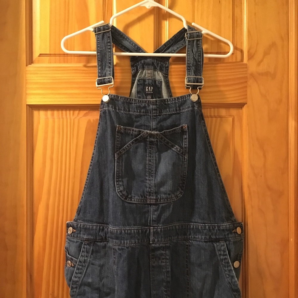 GAP Women’s Relaxed Denim Overalls, Petite Large